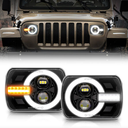 5x7 Inch LED Headlights with DRL/Turn Signals for 1987-1995 Jeep Wrangler YJ XJ