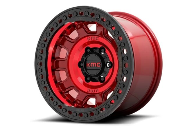 KMC Wheels KM236 Tank Series Beadlock Wheel 17x9 5x5 15mm Offset Candy Red - JT/JL/JK