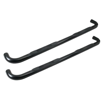 These 3 Round Side-Step Nerf Bars are made of black powder-coated steel with 90deg. mandrel-bent ends/feature recessed step pads made from injection-molded polymer. Two nerf bars; mounting brackets;/all required hardware is included.