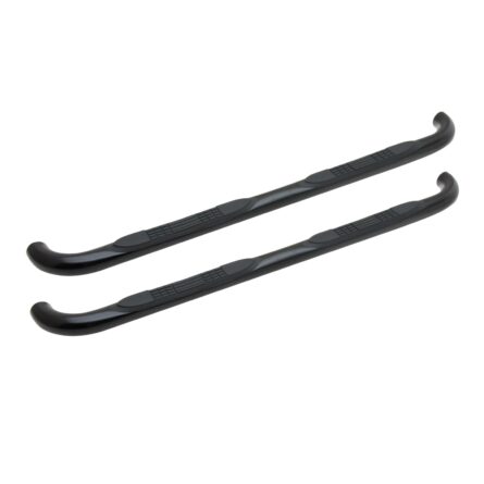 These 3 Round Side-Step Nerf Bars are made of black powder-coated steel with 90deg. mandrel-bent ends/feature recessed step pads made from injection-molded polymer. Two nerf bars; mounting brackets;/all required hardware is included.