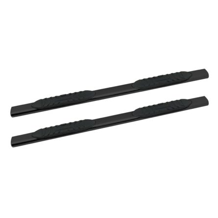 These 5 Oval Side-Step Nerf Bars are made of black powder-coated steel with seamless straight ends/feature recessed step pads made from injection-molded polymer. Two nerf bars; mounting brackets;/all required hardware is included.