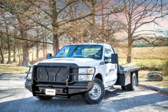 Commercial Front Bumper Replacement; Accommodates Factory Fog Lights/ Tow Hooks;