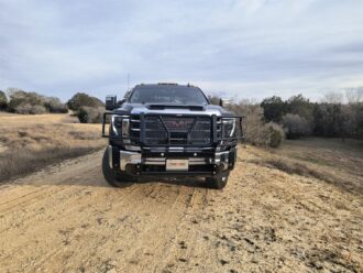 Grille Guard; Black Powder Coated; w/Camera And Sensors;