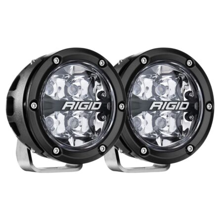 RIGID 360-SERIES 4 INCH ROUND LED OFF-ROAD SPOT BEAM PATTERN FOR MODERATE SPEED (20-50 MPH) AND RGBW BACKLIGHT PAIR