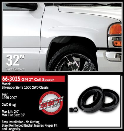Front Leveling Kit; 2 in. Lift; w/Coil Spacers; Allows Up To 32.5 in. Tire;