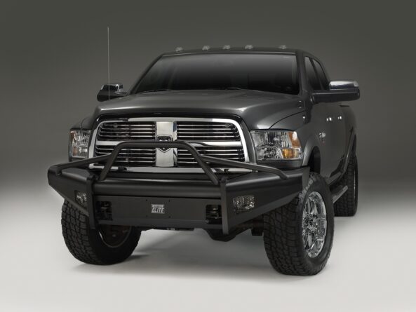 Elite Front Bumper; 2 Stage Black Powder Coated; w/Pre-Runner Grill Guard; Incl. Light Cut-Outs;