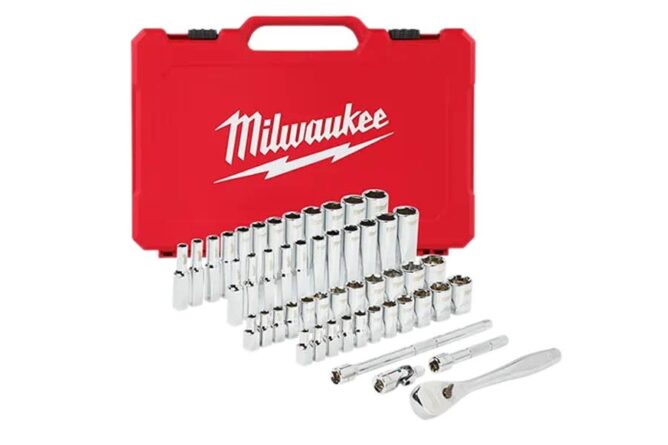 Milwaukee Tool 1/4in Drive 50pc Ratchet and Socket Set - SAE and Metric