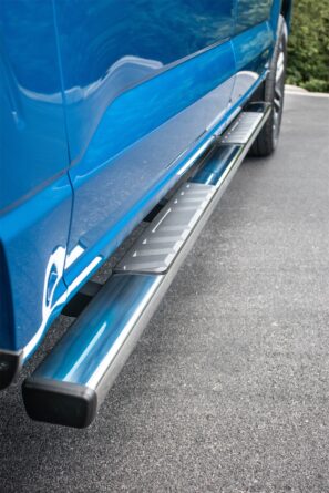 QuadraStep® 4in. step bars are made of polished stainless steel; with dual UV-resistant step pads and a 250 lb capacity. Include mounting brackets and hardware.