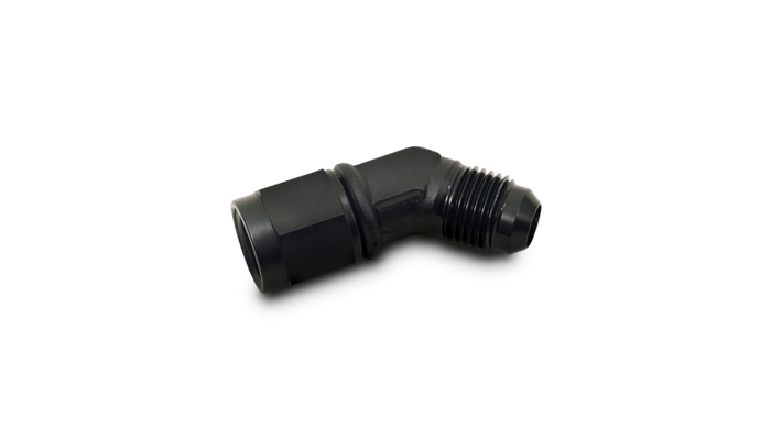 Female to Male 45 Degree Swivel Adapter Fitting; Size: -12AN Female x -12AN Male; 6061 Aluminum; Anodized Black;