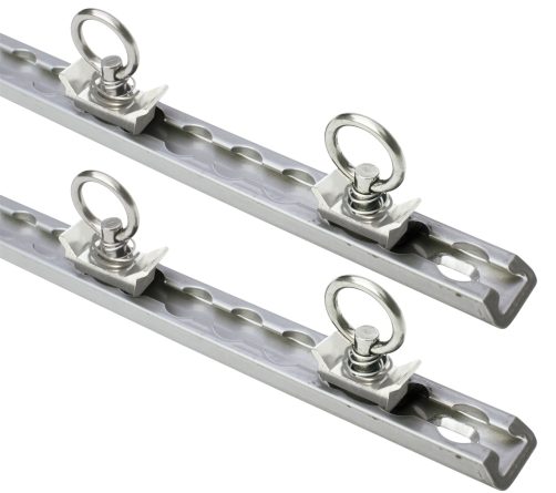 Core Trax 1000 Tie-Down Tracks; 55 in.; w/4 Attachment Loops; Set Of 2; Midsize; Silver;