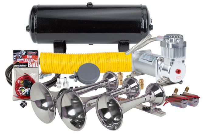 Kleinn Triple Air Horn Kit Chrome Trumpets