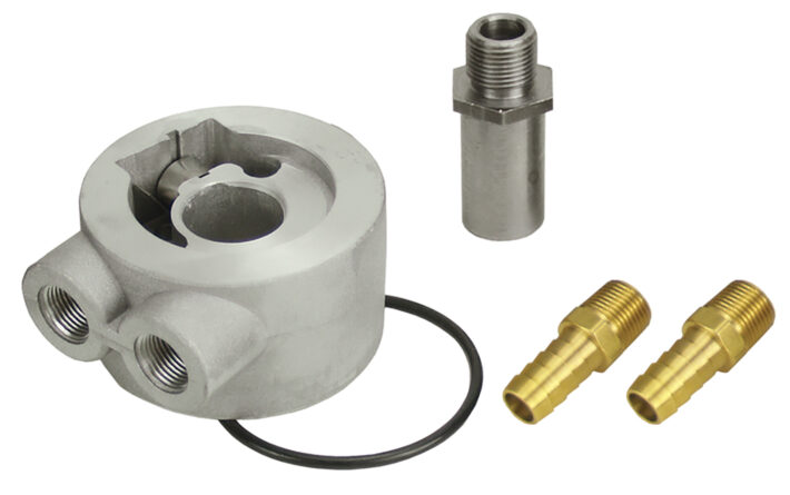 Derale 15733 Thermostatic Sandwich Adapter Kit with 3/8" NPT Ports and 18x1.5mm Filter Thread