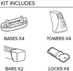 Thule Multi-Sport Rack; With 60 in.; All Compact Trucks; Includes 4 Bases/4 Towers/2 Bars/4 Locks;